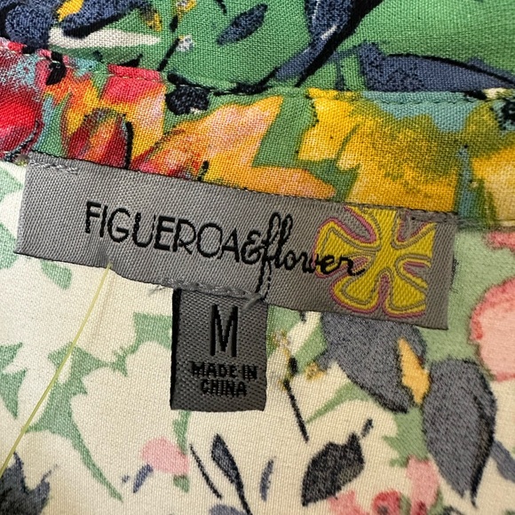 Figueroa & Flower blouse Med w/ a vibrant green-to-lime ombré floral pattern - Picture 2 of 4